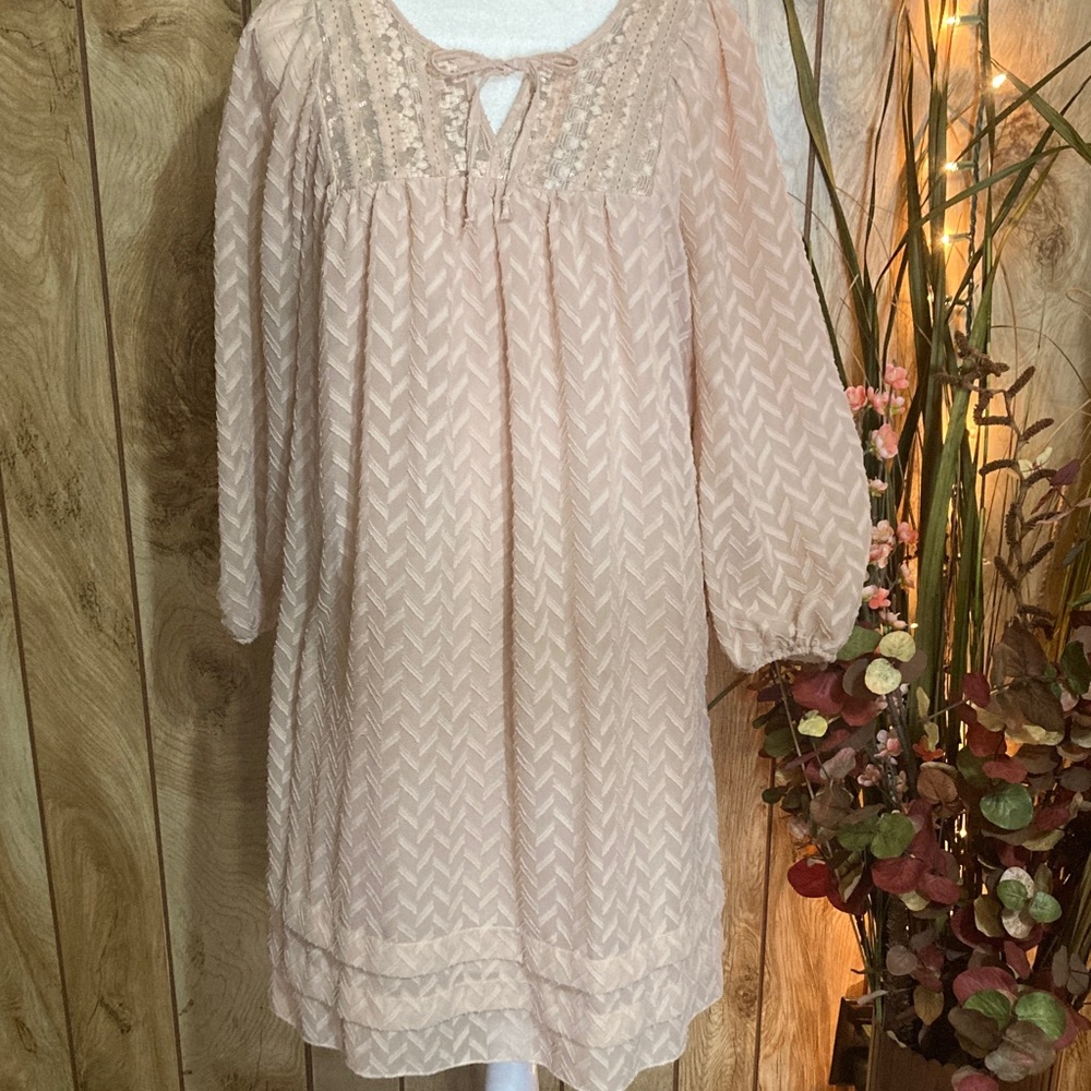 Charming Pink Dress with Lace Details